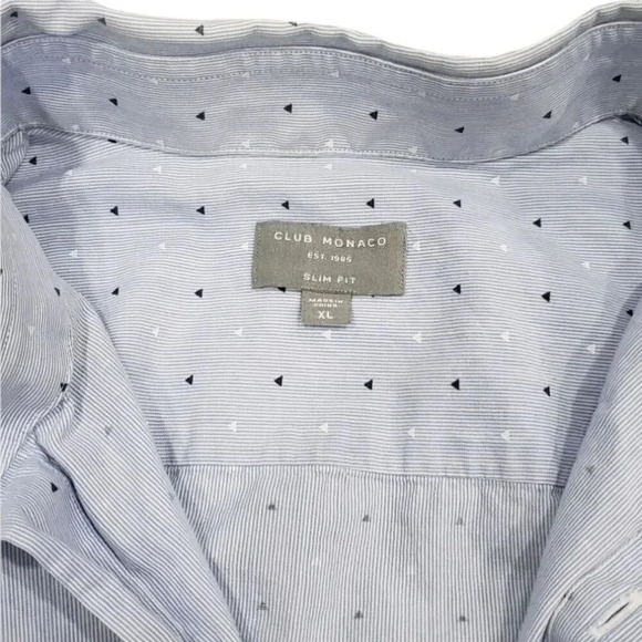 Club Monaco Blue Geometric Print Slim Shirt XL - Picture 4 of 4
